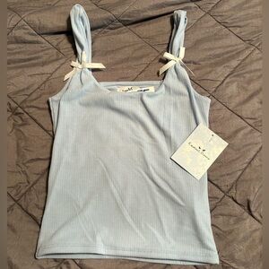 Light Blue Ribbed Tank Top